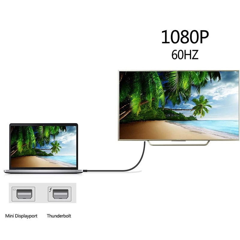 Anbear Mini DisplayPort to HDMI 6 FT, Gold Plated Mini Display Port(ThunderboltTM Port) to HDMI HDTV Male to Male Adapter Compatible for Mac Book,MacBook air, iMac, and More - Image 5